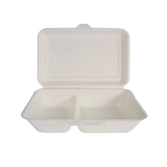 Vaschetta fondo Rettangolare 2 scomparti per Hamburger BIODEGRADABILE carta Bio compostabile bianco festa Party 24,5 x 16 x h 6 