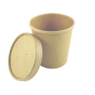 Contenitore + Coperchio monouso Carta AVANA Biodegradabile KRAFT/PE  300+18 PE 11,6x11xh9,3 cm 750ml conf 25 pz Art 50722