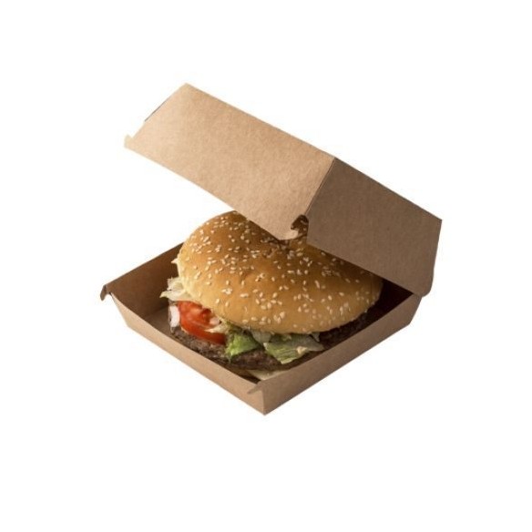 Vaschetta fondo per Hamburger BIODEGRADABILE carta Bio compostabile KRAFT AVANA festa Party 16X17,8X H 7,5 cm conf 50 pz Art 507