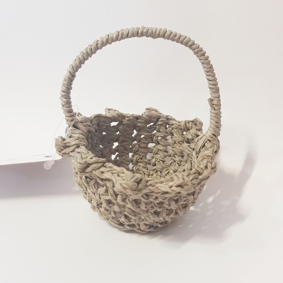 Cestino porta confetti macrame Tondo tortora Diametro cm 7,5  x h 9 - art  57389