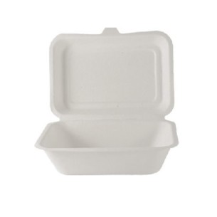 Vaschetta fondo box Rettangolare per Hamburger BIODEGRADABILE carta Bio compostabile bianco 13,3x18,5xh4,5+2 cm 600 Ml conf 50 p