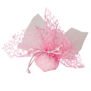 Bomboniera Sacchetto quadrato porta confetti Velo con rete con Tirante in organza Rosa 25 x 25 cm Confezione 10 pz art C1204
