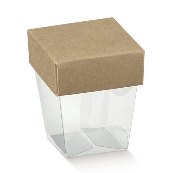 Scatola bomboniera Bicchierino con coperchio Avana 3,3 x 3,3 x h 5 cm n 20pz - art 35510