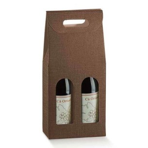 Scatola porta 2 bottiglia colore SETA MARRONE 18 x 9 x h 38,5 cm set 30 pz art 34984