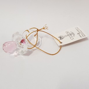 Bomboniera decorazione Ciuccio Rosa finto cristallo 5 cm Battesimo Nascita art 55912