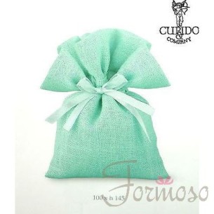 Sacchetto lino cotone azzurro porta confetti  10 x h 14,5 cm confezione 12 pz art 57724