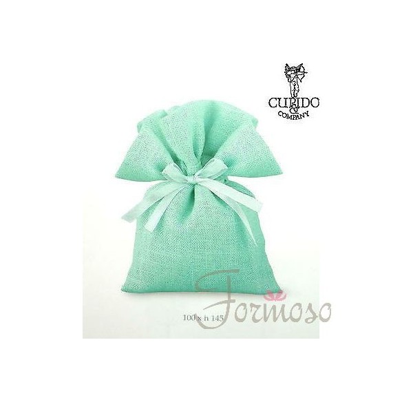 Sacchetto lino cotone azzurro porta confetti  10 x h 14,5 cm confezione 12 pz art 57724