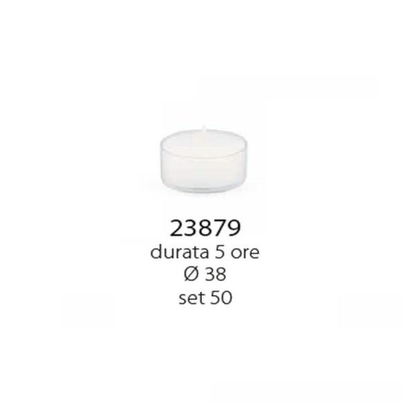 Candela lumino classico cera bianca T-LIGHT idea decorazione D. 3,8 cm set 50 pz art 23879