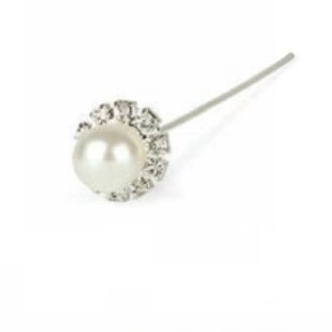 Spillone con perla e strass decorazione accessori D. 1,8 x 10cm set 10 pz art. 56284