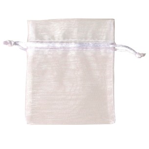 Bomboniera Sacchetto porta confetti in organza Bianco 10 x 15 h cm set 10 pz art C0990