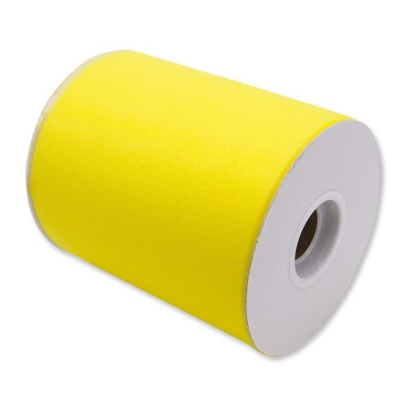 Bobina 12,5 cm 100 mt rotolo tulle decorazioni bomboniere colore GIALLO BIG PARTY art 85110