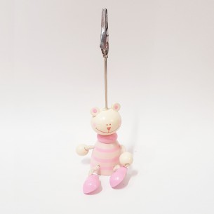 Statuina miniatura Gatto porta foto bomboniera in legno Rosa h 13,5 Cm - art. 53878