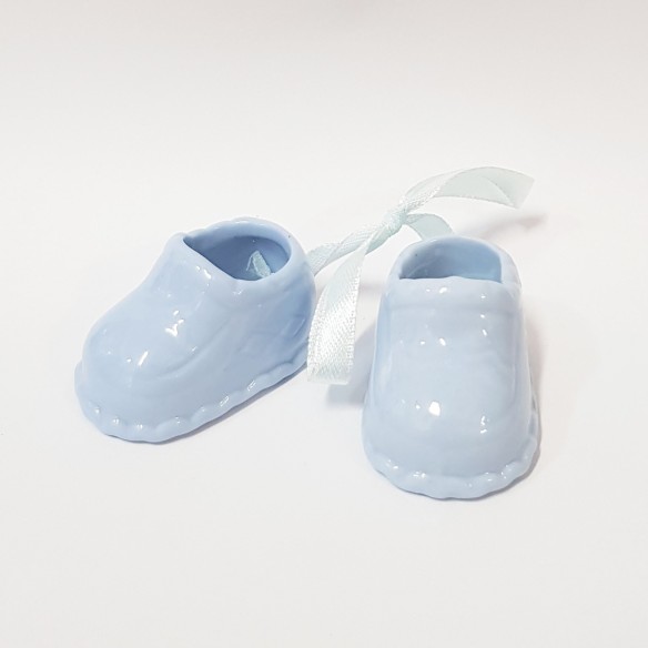 Bomboniera Decorazione Scarpetta in ceramica Celeste 4,5 x 3 x h 2 cm Battesimo Nascita  art 55306