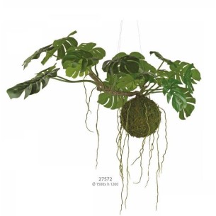 Composizione pianta finta MONSTERA con MUSCHIO da appendere D. 1,50 x 1,20 mt art 27572