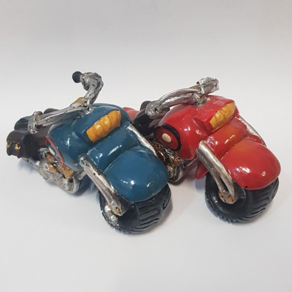 Bomboniera Decorazione Moto resina Blu Rosso 10 x h 6 cm set 2 pz art 42933