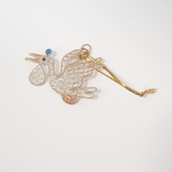 Bomboniera Ciondolo Cicogna in Oro idea decorazione set 10 pz art BB39