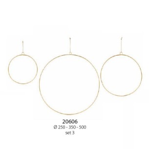 set 3 Cerchi in metallo ORO da Appendere D. 25 - 35 - 50 cm per decorazione Allestimento Wedding Matrimonio art 20606