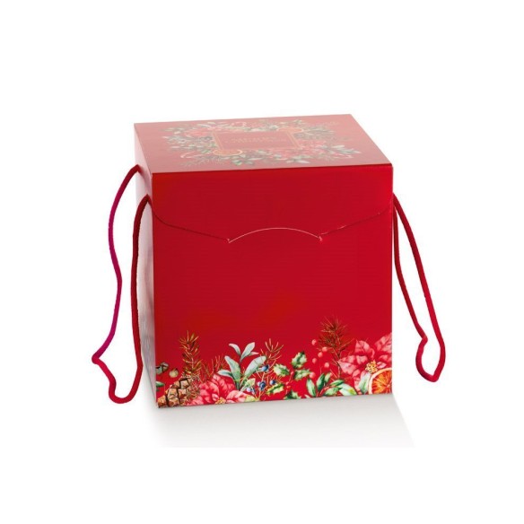 Scatola Natalizia porta Panettone artigianale per Pasticceria Colore ROSSO mis. 21 x 21 x h 21 cm Confezione 20 pz Art 39098