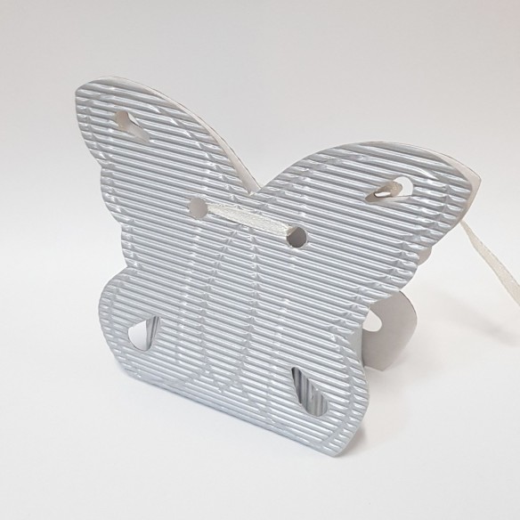 Bomboniera Scatola Confetti sagoma Farfalla onda ARGENTO 6 x 4 x h 3,5 Set 10 pz art 11704