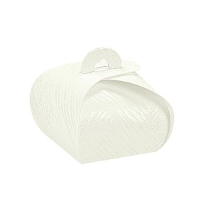 Scatola porta confetti tipo Tortina Tela bianca 4 x 4 x h 3,5 cm Confezione 10 pz art 15060
