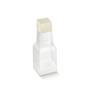 Scatola bomboniera a forma di Bottiglia in Pelle BIANCO 4 x 4 x h 10,5 cm Confezione 20 pz art 12417