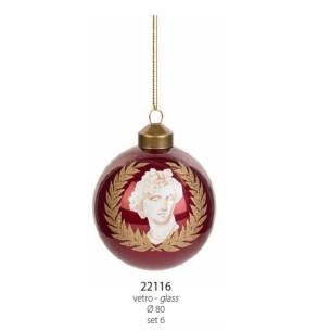 Set Pallina Natalizia Bordeaux CLASSICO da appendere  in vetro decorazione Wedding Natale D 8 cm Confezione 12 pz art 22116