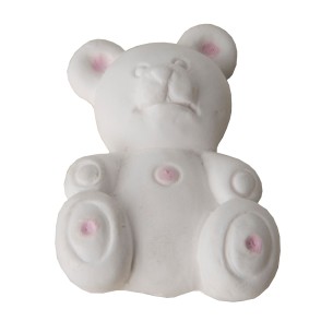 Bomboniera  decorazione Orsetto in gesso bianco e rosa h 4 cm confezione 12 pz art 08392