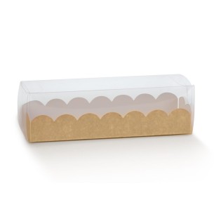 Scatola Astuccio Trasparente con Vaschetta colore AVANA per MACARONS misura 16 x 5 x 5 cm Confezione 200 pz art 39021