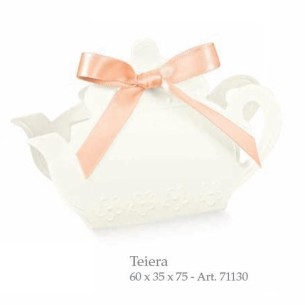 Bomboniera Scatola a forma di TEIERA bianca per confetti 6 x 3,5 x h 7,5 cm Confezione 10 pz art 71130