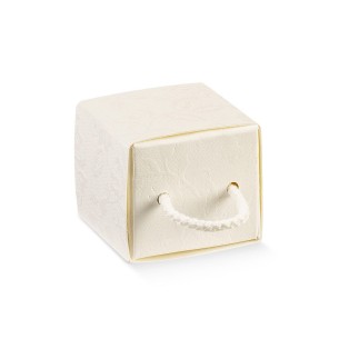 Scatola confetti tipo cassetto Harmony Bianco Matrimonio 4,5 x 4,5 x h 4 cm confezione 20 pz art 17786