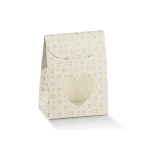 Scatola Confetti busta inserto cuore Bloom Tortora  6 x 3,5 x h 8 cm Confezione 10 pz art 17552