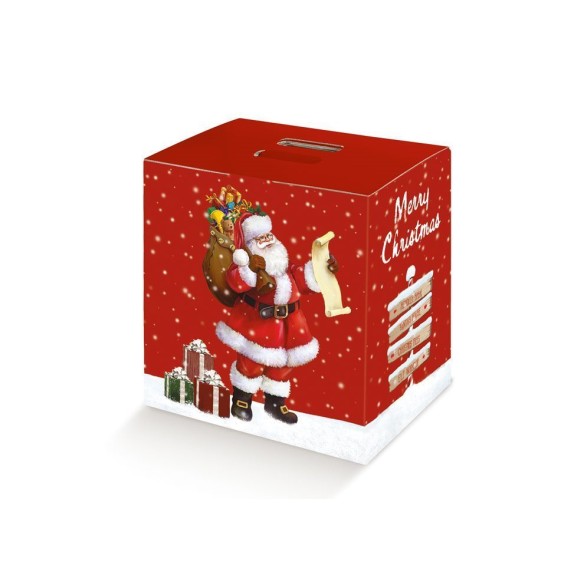 Scatola Natalizia porta Panettone artigianale e Bottiglia Pasticceria Colore ROSSO BABBO NATALE mis. 33 x 25 x h 35 cm Confezion