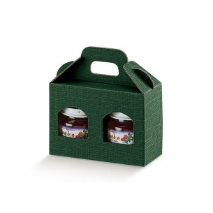 Scatola porta Vasetti 2 scomparti bar o negozi Colore SETA VERDE mis 13 x 6 x h 9  cm Confezione 100 pz Art 30697