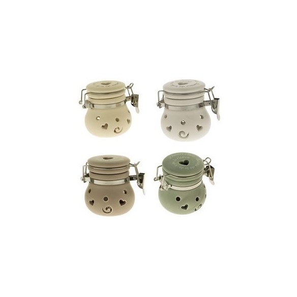 Barattolo ermetico in porcellana vari Colori modello GIOIOSA con luce led h 8 cm set 4 pz Art 02A065
