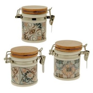 Bomboniera barattolo in porcellana maiolica POMPEI vari colori h 8 cm set 3 pz Art 02A081