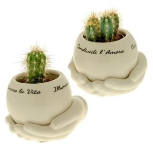 Bomboniera Porta Piante con led in porcellana 11 x h 8 cm set 2 pz art 02A108