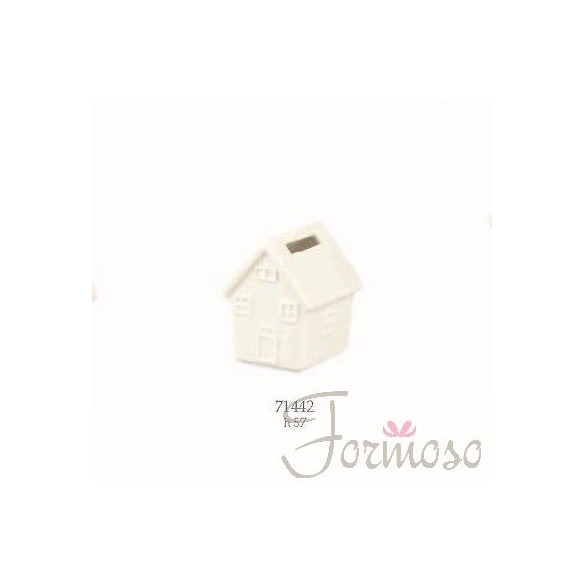 Casetta salvadanaio ceramica bianca bomboniera o decorazione D 96 mm art 71442