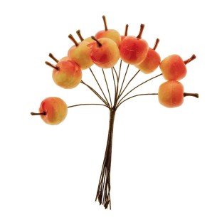 Fiore Mela Finta Rosso Arancio per decorazione bomboniera h 2,5 cm set 72 pz art B0723