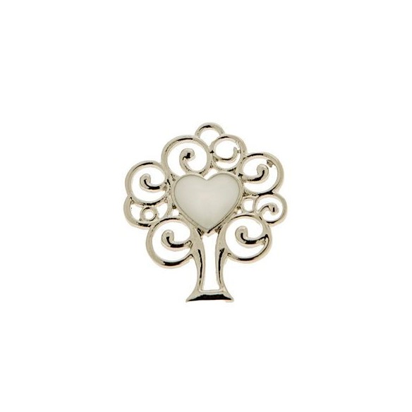 Bomboniera decorazione Ciondolo in metallo Zama argentata Albero della VITA con Cuore 3,5 Cm confezione 12 pz art 12A047