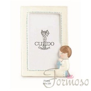 Porta foto bianco con bimbo comunione bomboniera 110xh150 mm art 71494