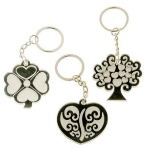 Set 3 pz Bomboniera Porta Chiave in pvc Matrimonio Anniversario 4 cm Confezione 12 pz art CA150