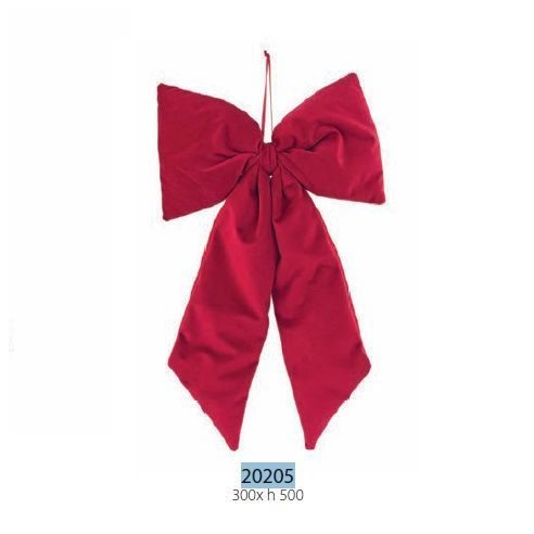 Decorazione Fiocco in velluto ROSSO da appendere  30 x h 50 cm Confezione 8 pz art 20205