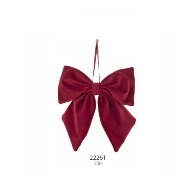 Decorazione Fiocco in velluto BORDEAUX da appendere h 20 cm Confezione 36 pz art 22261