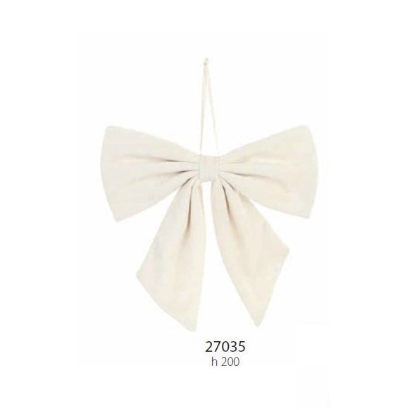 Decorazione Fiocco in velluto BIANCO da appendere h 20 cm Confezione 36 pz art 27035