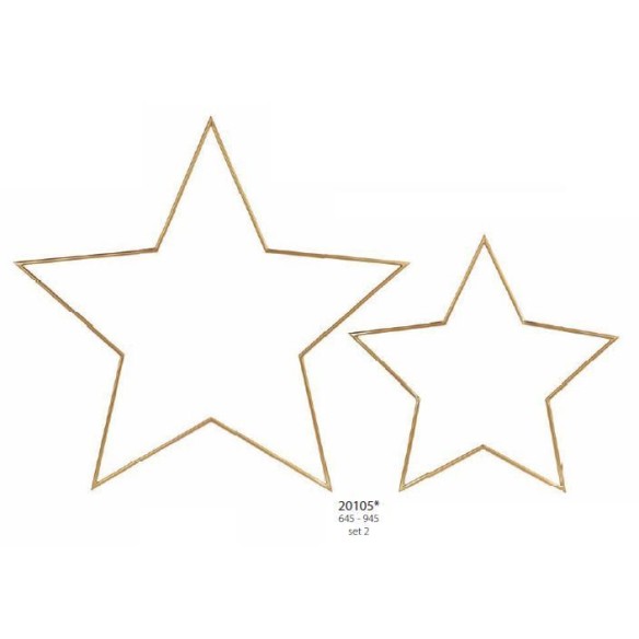 Decorazione set 2 Stelle in metallo color ORO Wedding Natale  64,5 / 94,5 cm Confezione 2 set art 220105S