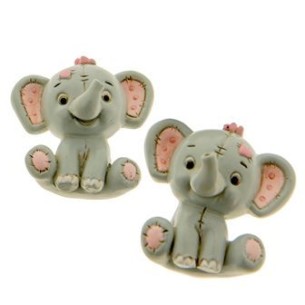 Bomboniera decorazione  CALAMITA Elefante ROSA in resina Battesimo Nascita h 5 cm Confezione 12 pz art 04A182