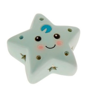 Bomboniera decorazione STELLA in resina CELESTE con led Battesimo Nascita 4 cm   art 04A195