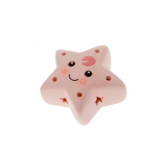 Bomboniera decorazione STELLA in resina ROSA con led Battesimo Nascita 4 cm art 04A196