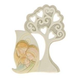 Bomboniera decorazione ICONA albero della vita da appoggio con SACRA FAMIGLIA h 10 cm art 04A228