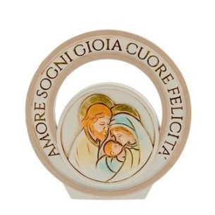 Bomboniera icona in resina Tonda Cerchio simbolo Sacra Famiglia h 9 cm art 04A251